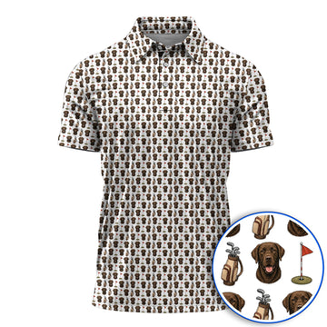 Chocolate Labrador Retriever Golf Shirt, Funny Chocolate Lab Pattern Golf Polos, Dog Lover Golf Shirt