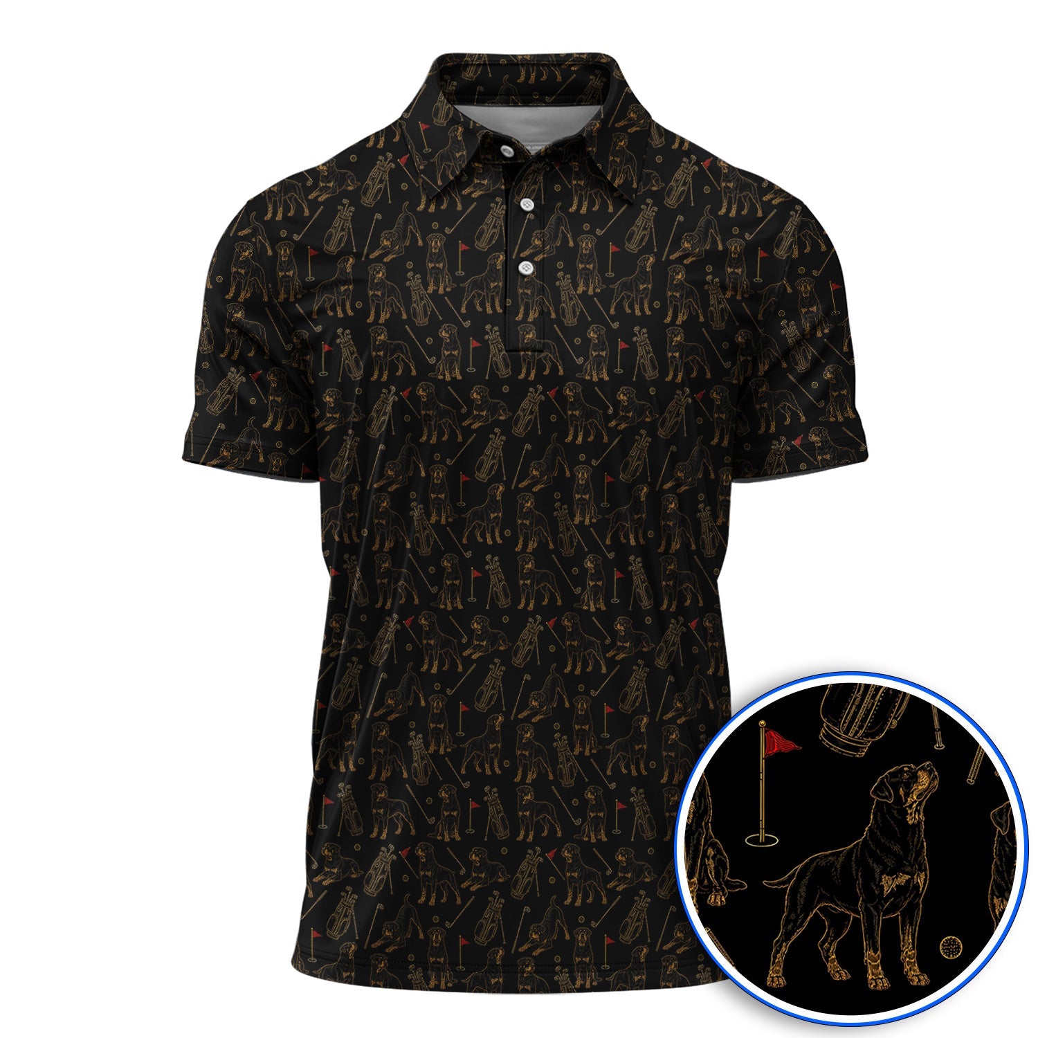 Crazy Rottweiler Golf Polos, Rottweiler Dog Pattern Golf Shirt, Golf Gift For Golfer