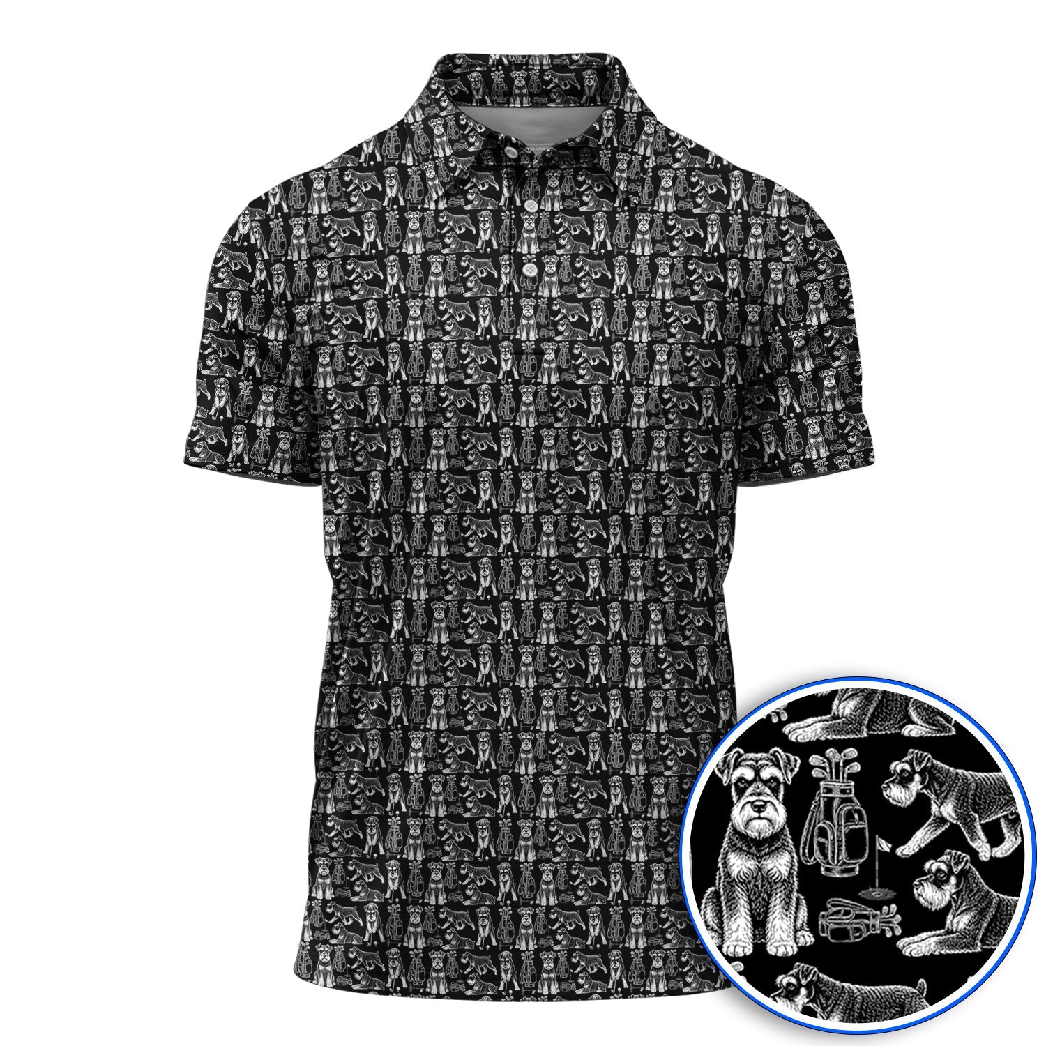 Miniature Schnauzer Golf Polos, Retro Schnauzer Golf Shirt, Crazy Golf Gift For Golfer