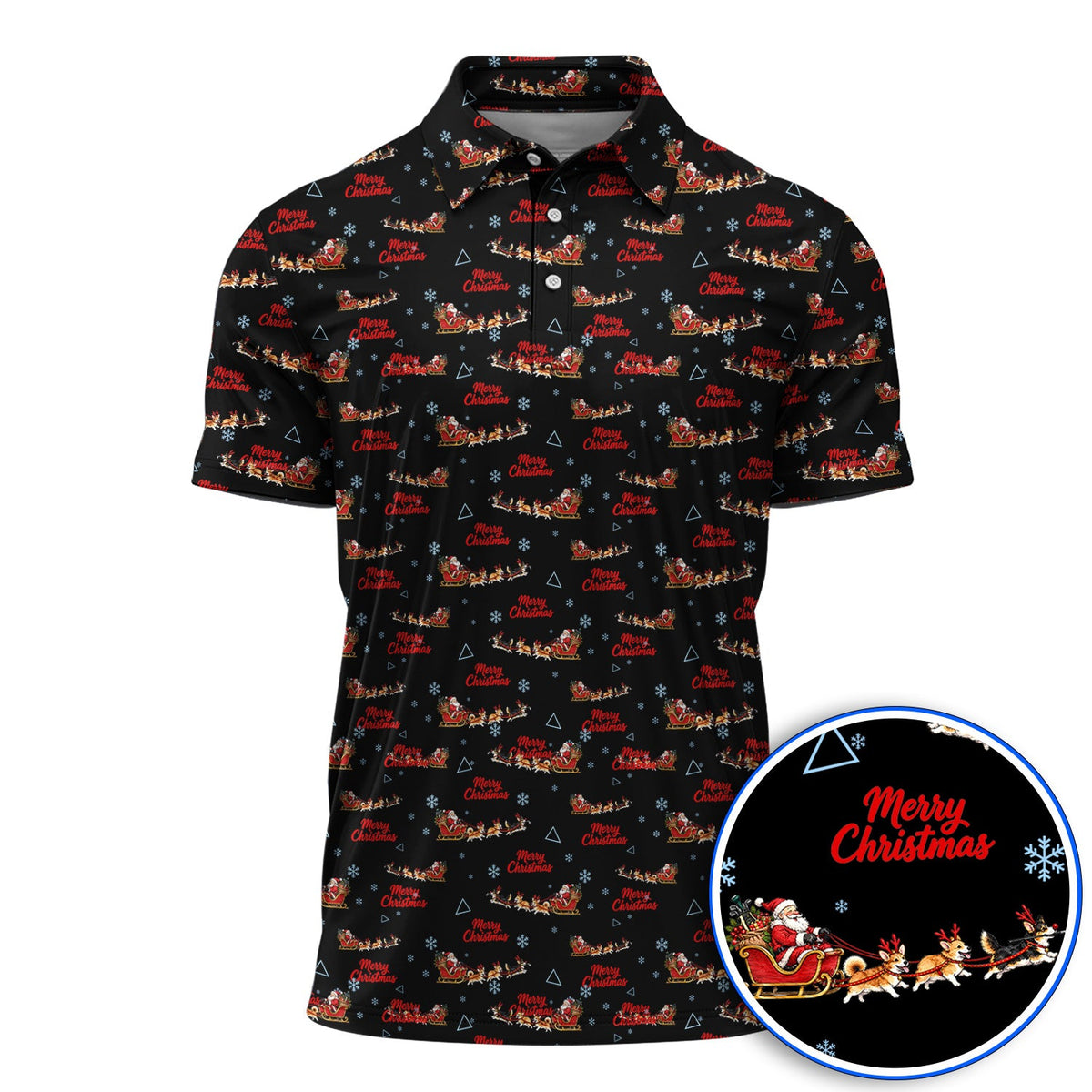 Corgi Christmas Pattern Golf Shirt, Funny Corgi Golf Polos, Xmas Golf Gift For Golfers