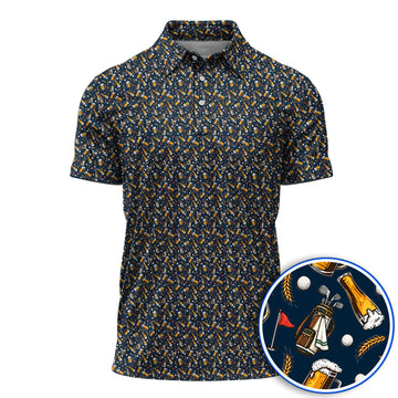 Pattern Golf And Beer Polos, Funny Golf Shirt, Golf Shirts For Golfer