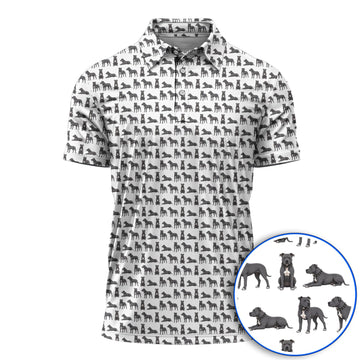 Pit Bull Golf Polos, Pit Bull Pattern Golf Shirt for Dog Lovers, Golf Gift For Golfer