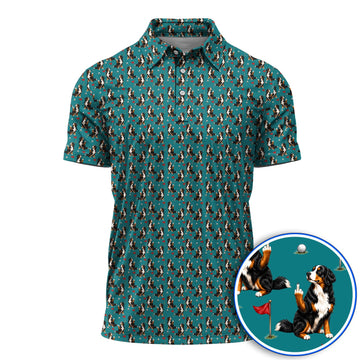 Bernese Mountain Dog Golf Pattern Polos, Bernese Golf Shirt, Funny Dog Lover Golf Gift