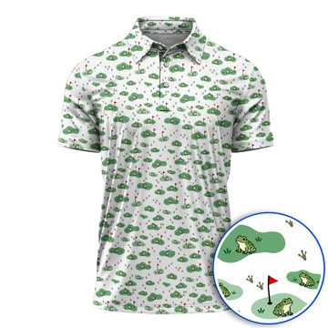 Cute Frog Golf Shirt, Crazy Frog Golf Pattern Polos, Golf Gift For Golfer