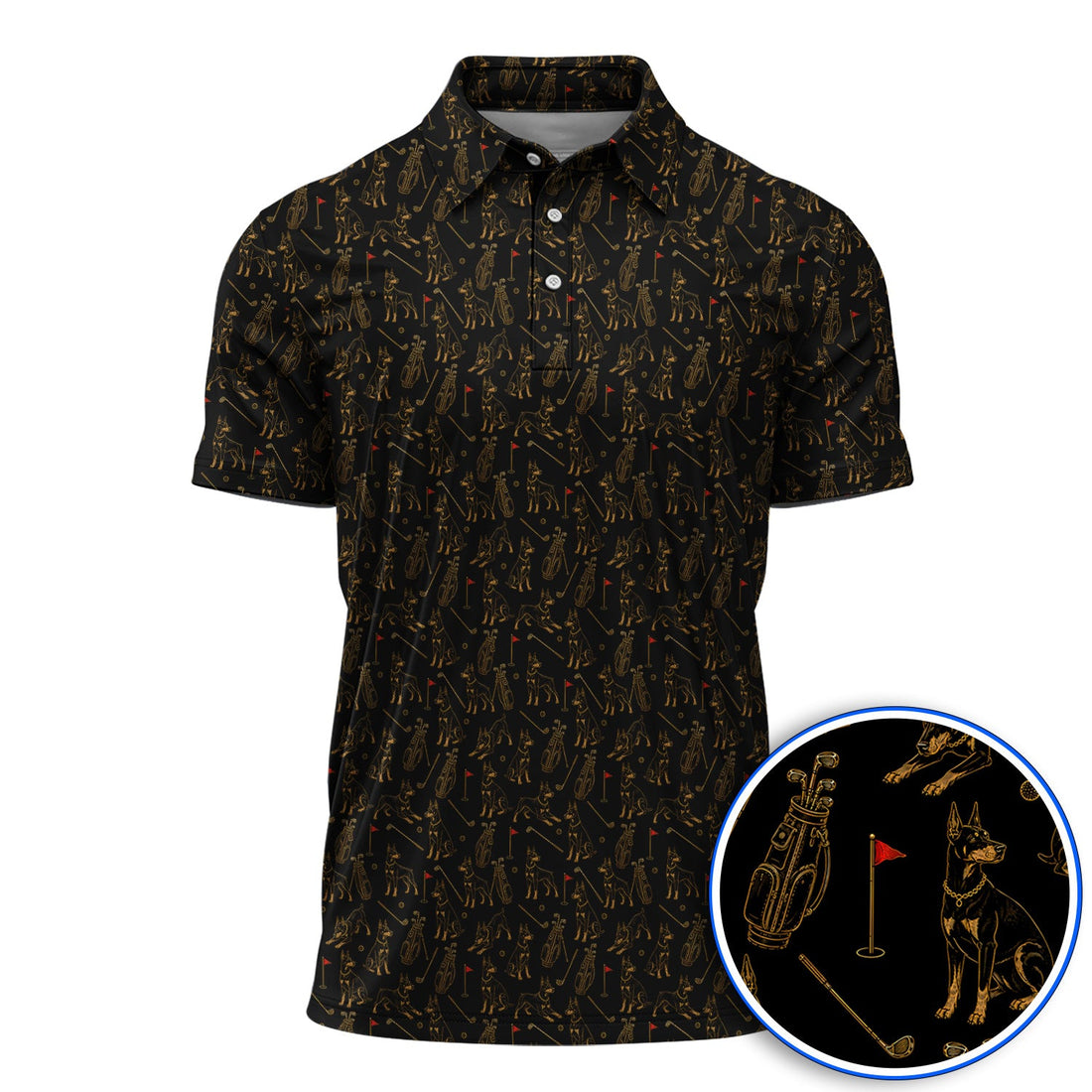Crazy Doberman Golf Polos, Doberman Pattern Golf Shirt, Golf Gift For Golfer