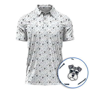 Crazy Miniature Schnauzer Pattern Golf Polos, Mini Schnauzer Golf Shirt, Dog Lover Golf Gift