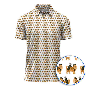 Ginger Long Hair Cat Golf Polos, Cute Orange Cat Pattern Golf Shirt for Cat Lovers, Golf Gift for Long Haired Cat Owners