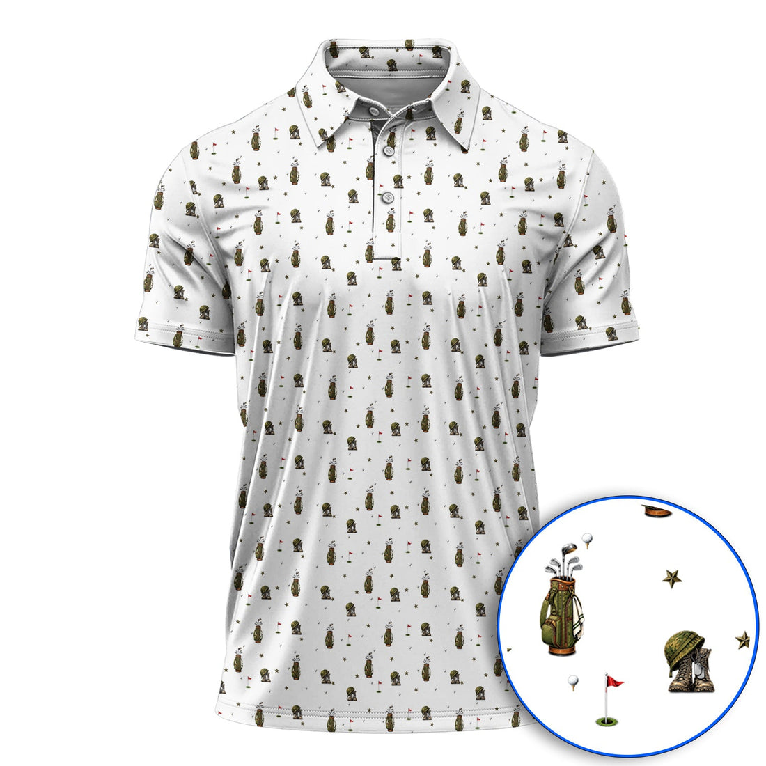 Veteran Golf Polos, Military Army Pattern Golf Shirt, Patriotic Veteran Golf Gift For Golfers