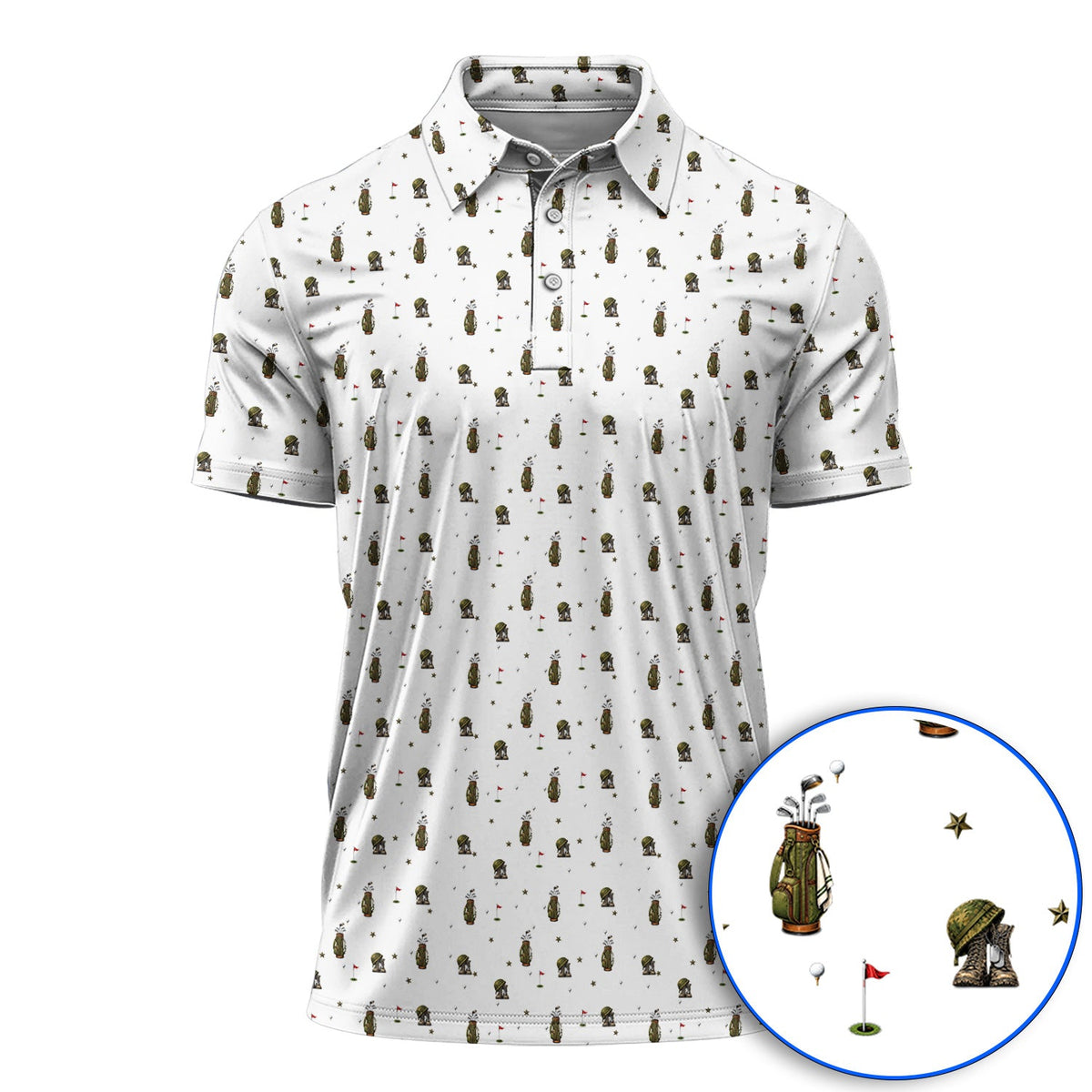 Veteran Golf Polos, Military Army Pattern Golf Shirt, Patriotic Veteran Golf Gift For Golfers