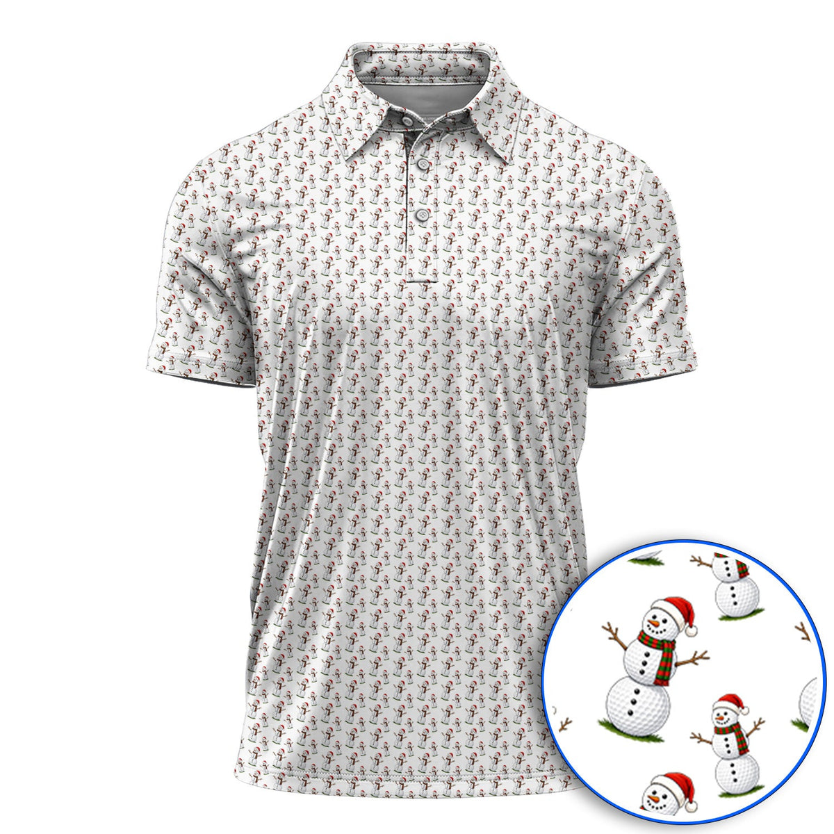 Snowman Christmas Golf Polos, Funny Xmas Golf Shirt, Golf Gift for Golfer