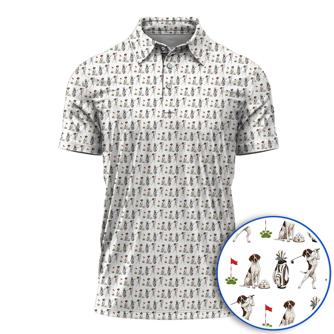 German Shorthaired Pointer Golf Polos, Funny Pattern Golf Shirt, Golf Gift For Golfer