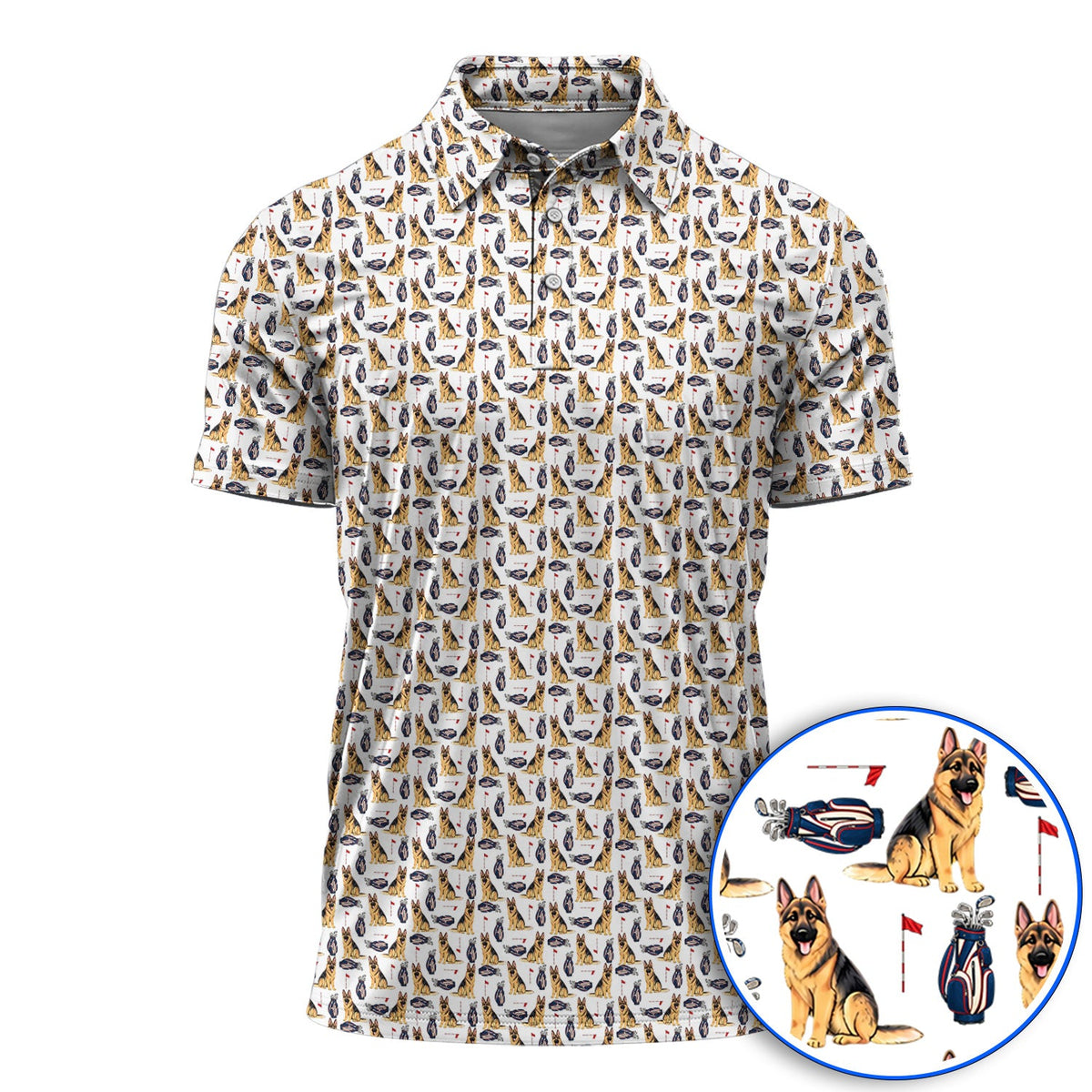 German Shepherd Golf Shirt, Funny German Pattern Golf Polos, Golf Gift For Golfers