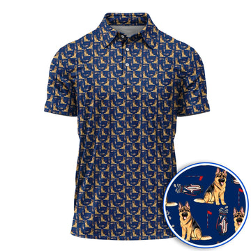 German Shepherd Golf Shirt, Funny German Pattern Golf Polos, Golf Gift For Golfers