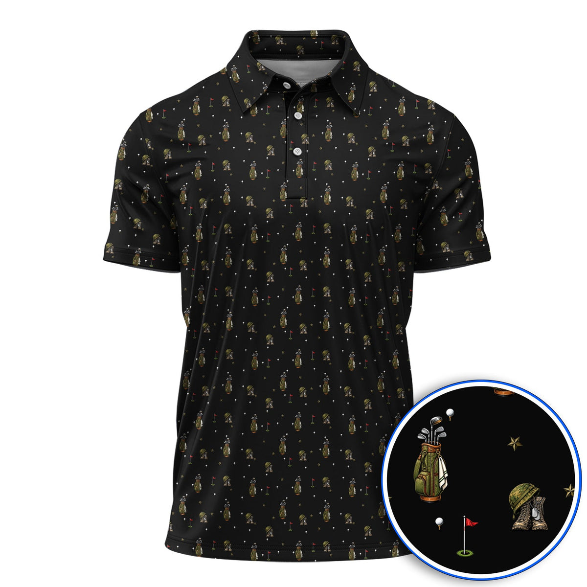 Veteran Golf Polos, Military Army Pattern Golf Shirt, Patriotic Veteran Golf Gift For Golfers