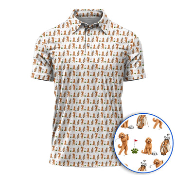 Goldendoodle Golf Polos, Dog Pattern Golf Shirt, Funny Golf Gift For Golfers
