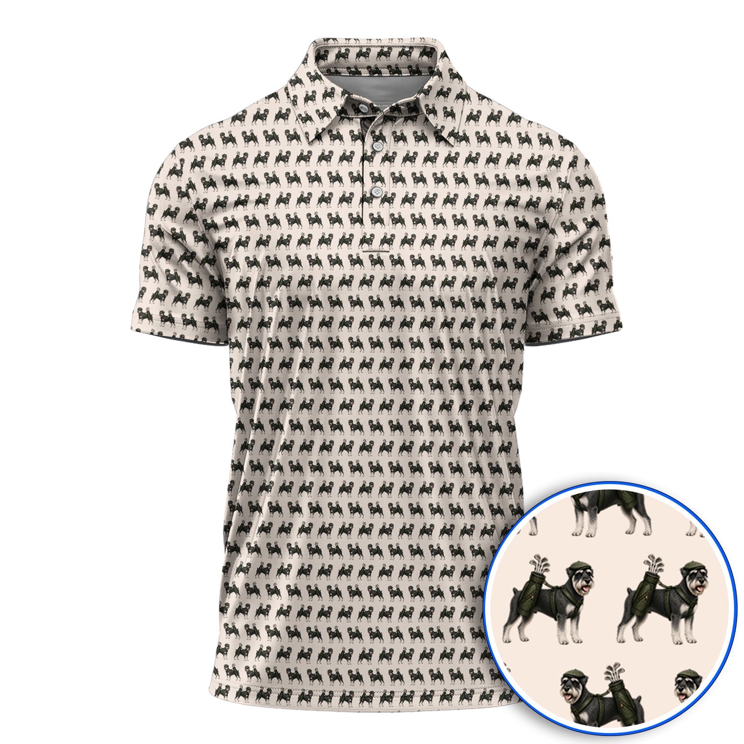 Miniature Schnauzer Golf Cart Shirt, Funny Golf Schnauzer Pattern Golf Polos, Gift For Golf Lovers