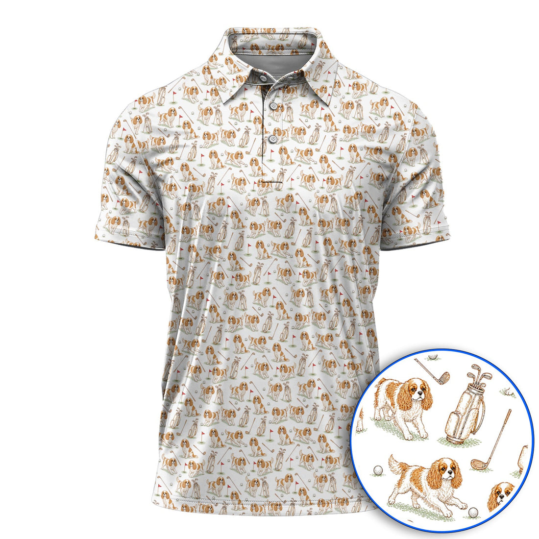Crazy Cavalier King Charles Spaniel Golf Shirt, Funny Cavalier Golf Polos, Golf Gift For Golfer