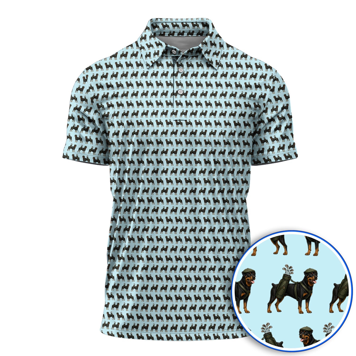 Rottweiler Golf Shirt, Rottweiler Dog Golf Pattern Polos, Crazy Golf Gift For Golfer