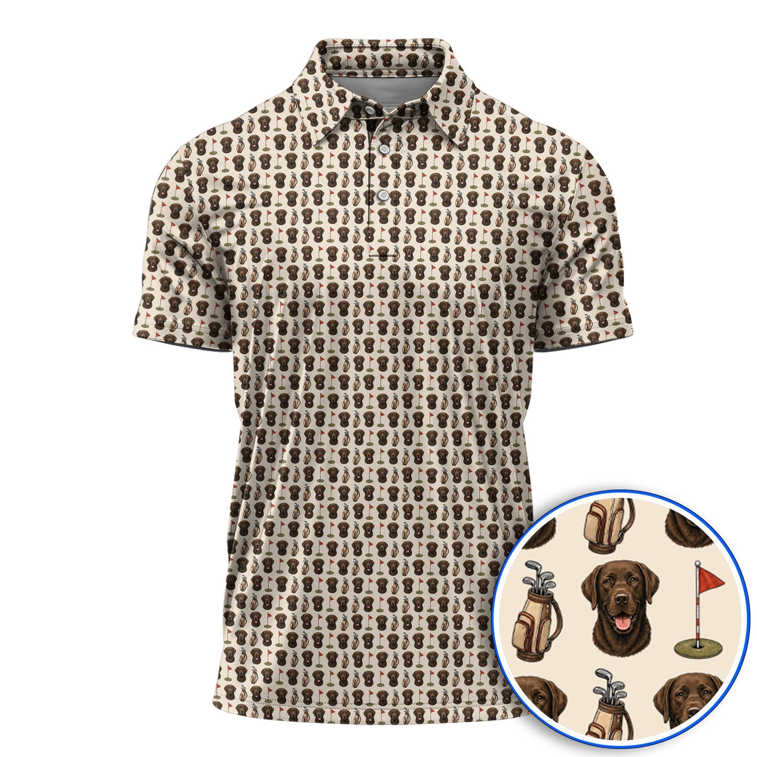 Chocolate Labrador Retriever Golf Shirt, Funny Chocolate Lab Pattern Golf Polos, Dog Lover Golf Shirt