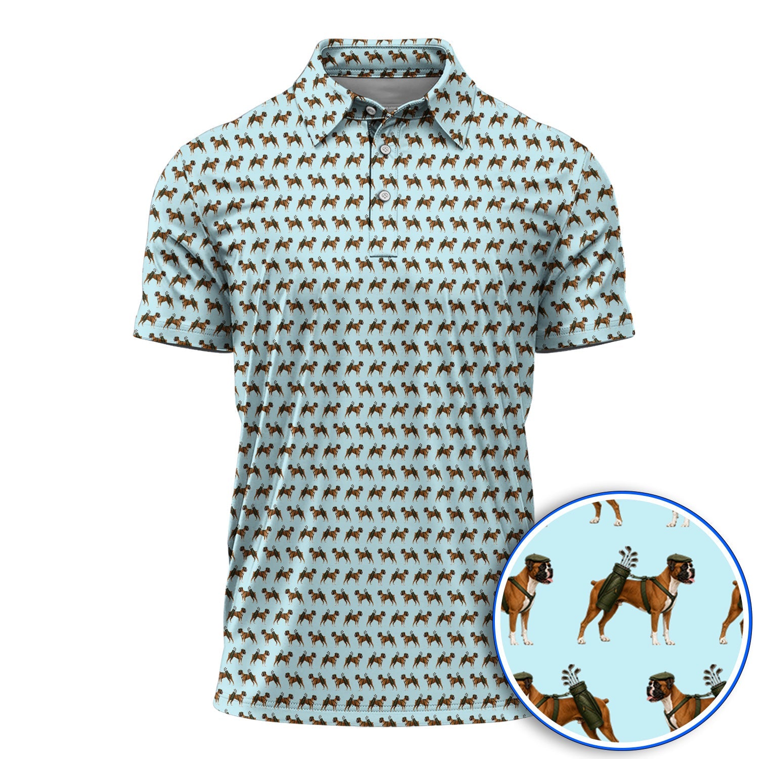 Boxer Dog Golf Polos, Boxer Pattern Golf Shirt for Golfer, Golf Gift For Dog Owners