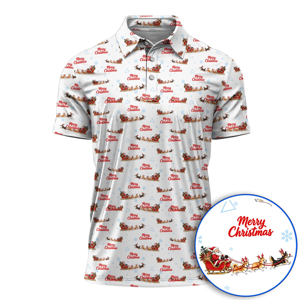 Corgi Christmas Pattern Golf Shirt, Funny Corgi Golf Polos, Xmas Golf Gift For Golfers