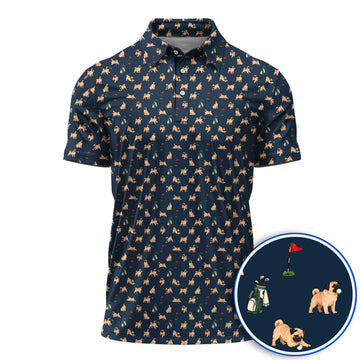 For Dog Lovers Crazy Pug Golf Polos, Pug Pattern Golf Shirt , Golf Gift For Golfers