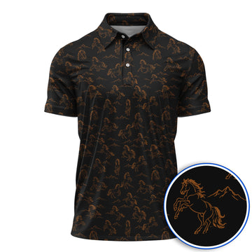 Crazy Horse Golf Pattern Shirt, American Quarter Horse Golf Polos, Western Horse Gift for Golfers