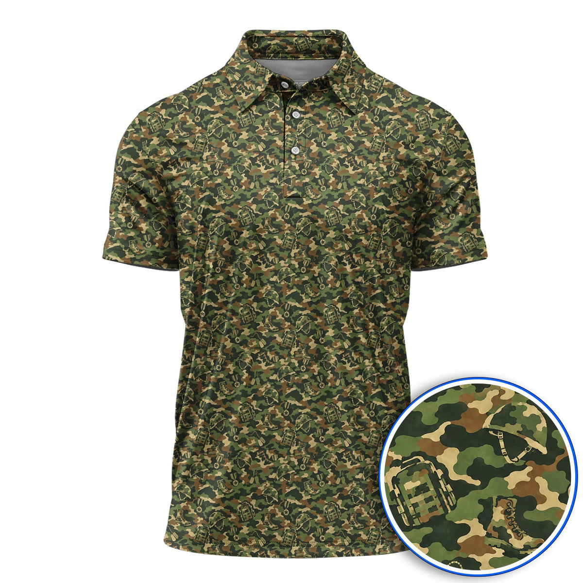 Veteran Camo Golf Shirt, Army Camouflage Golf Polos, Golf Gift For Golfers