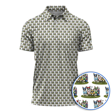 Boston Terrier Golf Pattern Polos, Funny Golfing Boston Terrier Shirt, Dog Lover Golf Gift