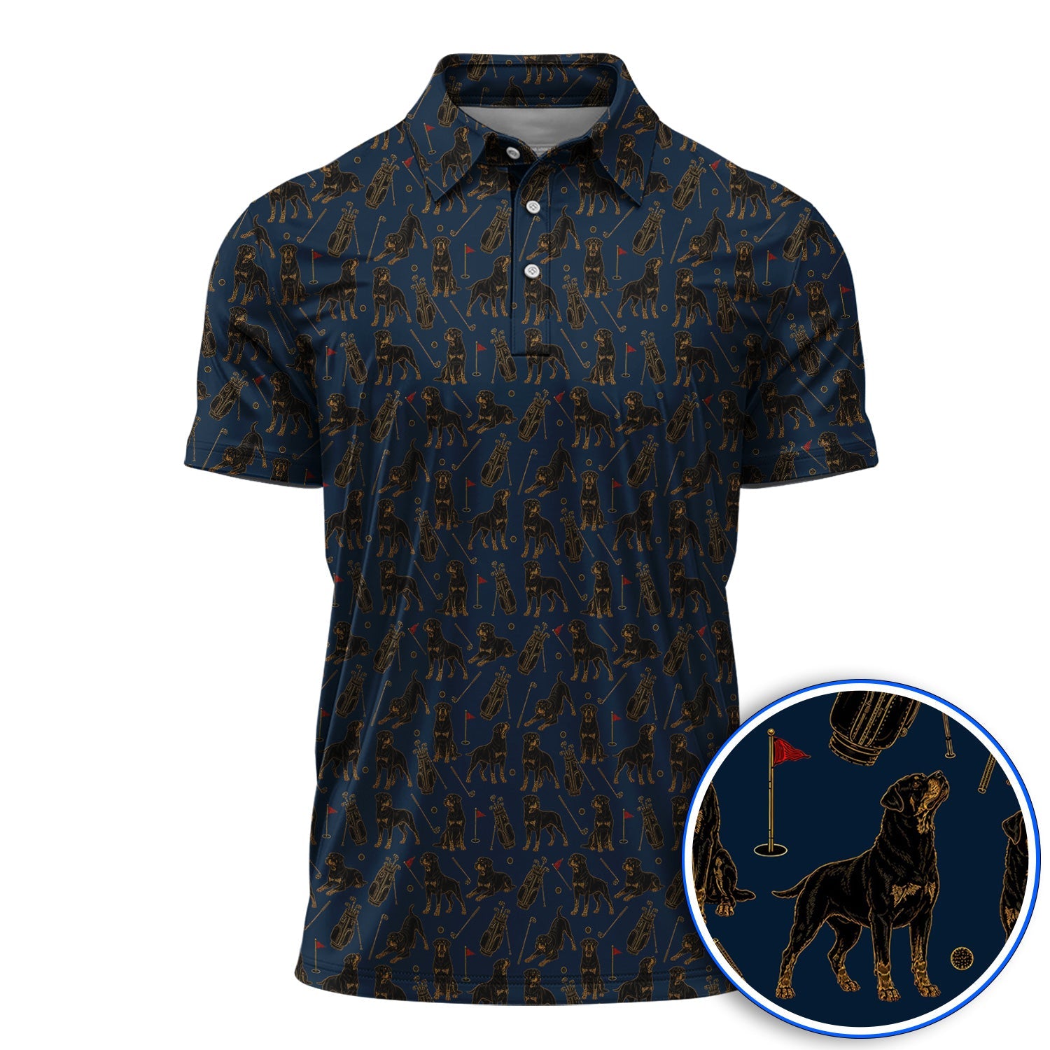 Crazy Rottweiler Golf Polos, Rottweiler Dog Pattern Golf Shirt, Golf Gift For Golfer