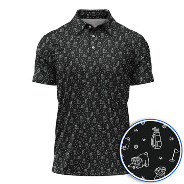 Crazy Pug Golf Shirt, Pug Pattern Golf Polos For Dog Lovers, Golf Gift For Golfers
