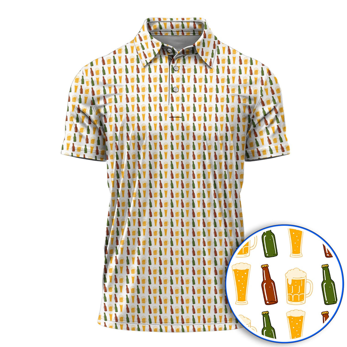 Beer Bottles Golf Polos, Vintage Beer Pattern Golf Shirt, Funny Golf Gift For Golfer