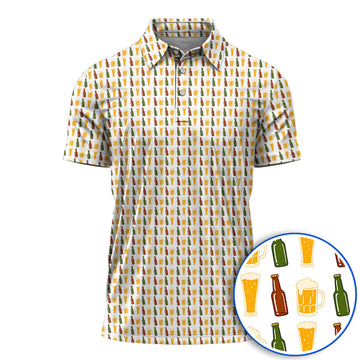 Beer Bottles Golf Polos, Vintage Beer Pattern Golf Shirt, Funny Golf Gift For Golfer