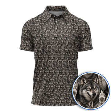 Crazy Wolf Golf Polos, Wolf Golf Pattern Shirt, Golf Gift for Golfers