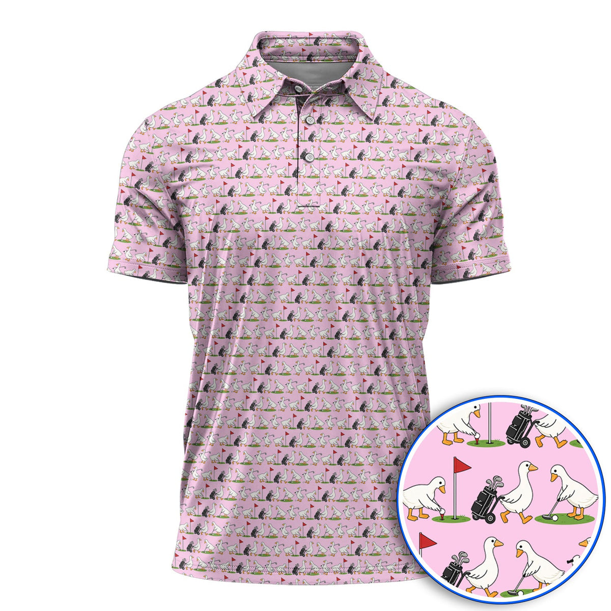 Cute Goose Golf Pattern Polos, Goose Golf Shirt, Crazy Golf Gift for Golfers