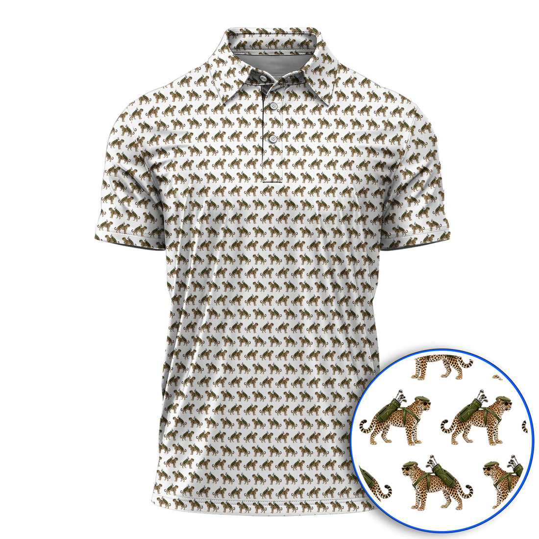 Leopard Golf Polos, Leopard Golf Pattern Shirt, Funny Golf Gift For Golfers