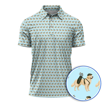 Golden Retriever Golf Shirt, Funny Pattern Golf Polos, Golden Retriever Dad Gift
