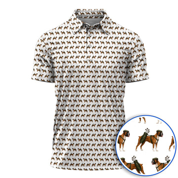 Boxer Dog Golf Polos, Boxer Pattern Golf Shirt for Golfer, Golf Gift For Dog Owners