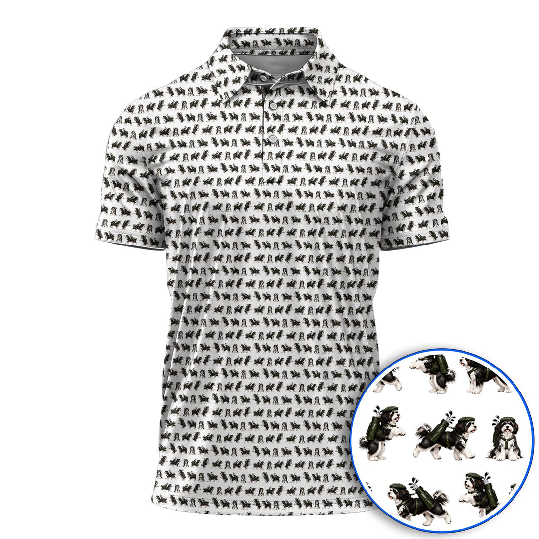 Havanese Pattern Golf Polos, Funny Havanese Golf Shirt, Golf Gift for Golfers