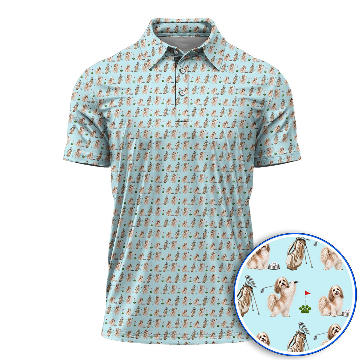 Havanese Golf Polos, Funny Havanese Pattern Golf Shirt, Golf Gift For Dog Lovers
