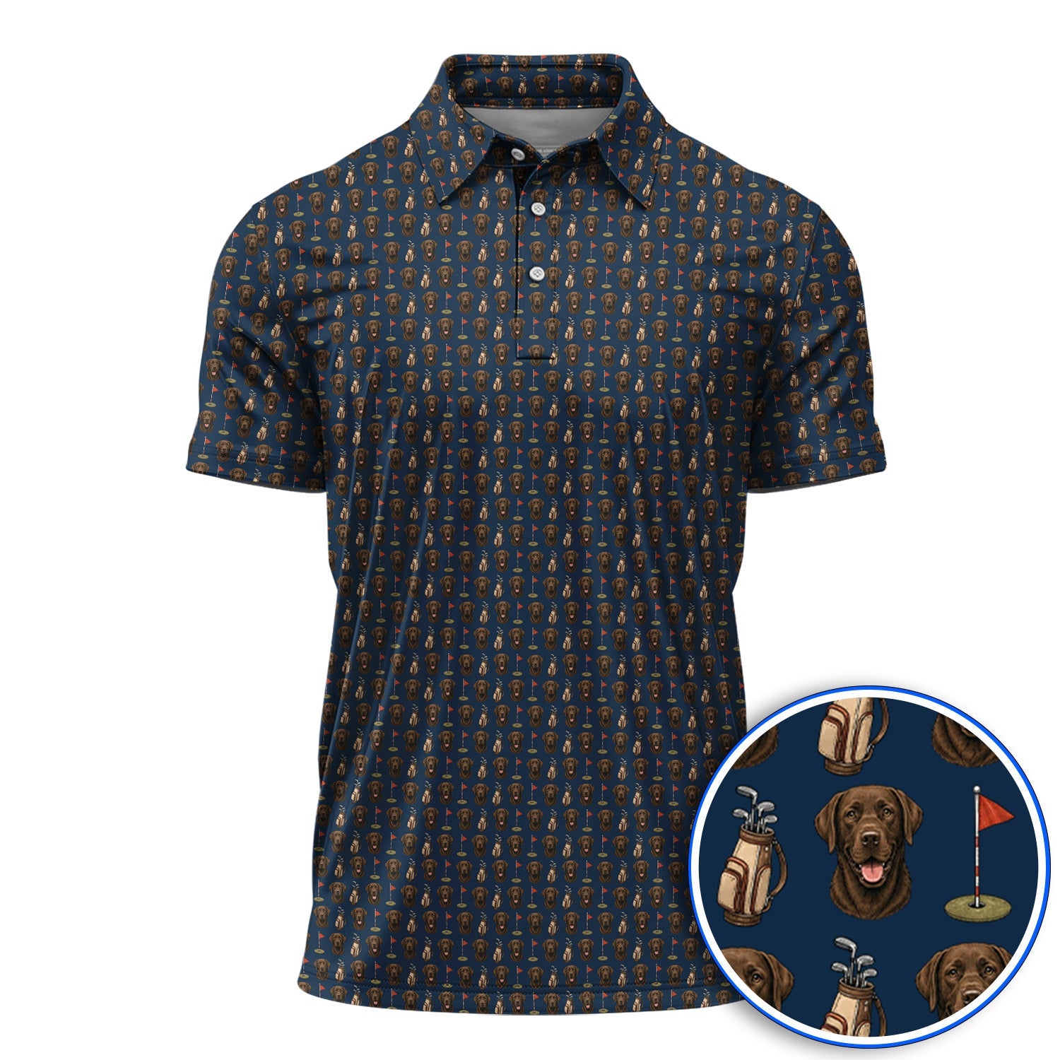 Chocolate Labrador Retriever Golf Shirt, Funny Chocolate Lab Pattern Golf Polos, Dog Lover Golf Shirt