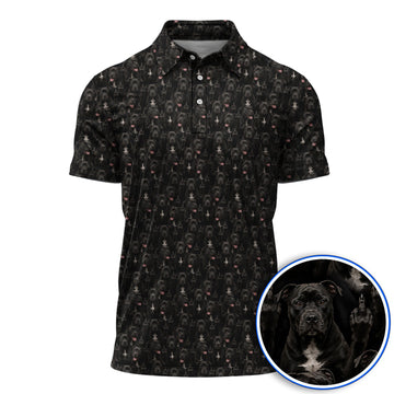 Pit Bull Middle Finger Golf Polos, Funny Pit Bull Pattern Golf Shirt for Dog Lovers, Golf Gift For Golfer