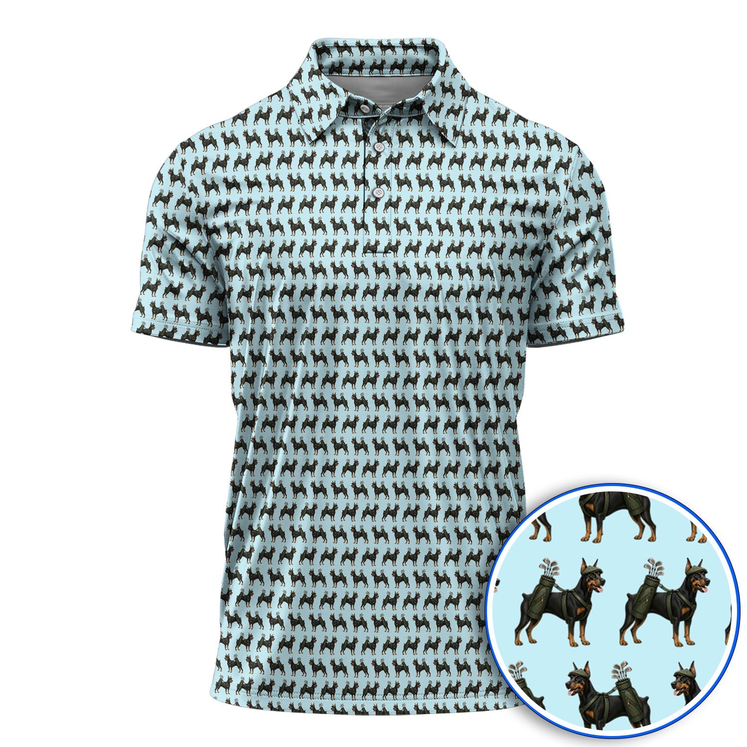 Doberman Golf Polos, Crazy Doberman Pattern Golf Shirt, Dog Lover Golf Gift