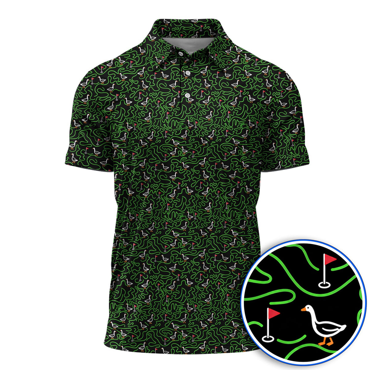 Goose Pattern Golf Shirt, Funny Goose & Golf Polos, Golf Gift For Golfer