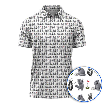British Shorthair Golf Polos, Cute British Shorthair Pattern Golf Shirt, Golf Gift for Cat Lovers