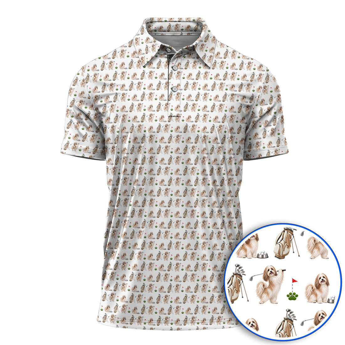 Havanese Golf Polos, Funny Havanese Pattern Golf Shirt, Golf Gift For Dog Lovers