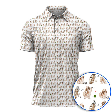 Havanese Golf Polos, Funny Havanese Pattern Golf Shirt, Golf Gift For Dog Lovers