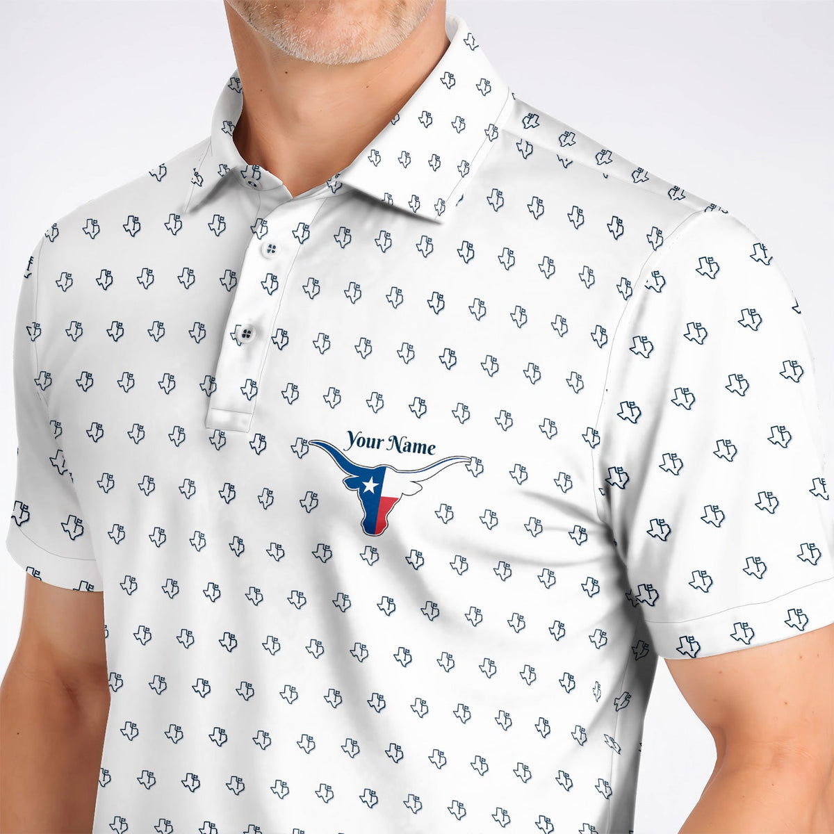 Personalized Texas Longhorn Golf Polos, Texas Pattern Golf Shirt, Unique Texas Golf Gift For Golfer
