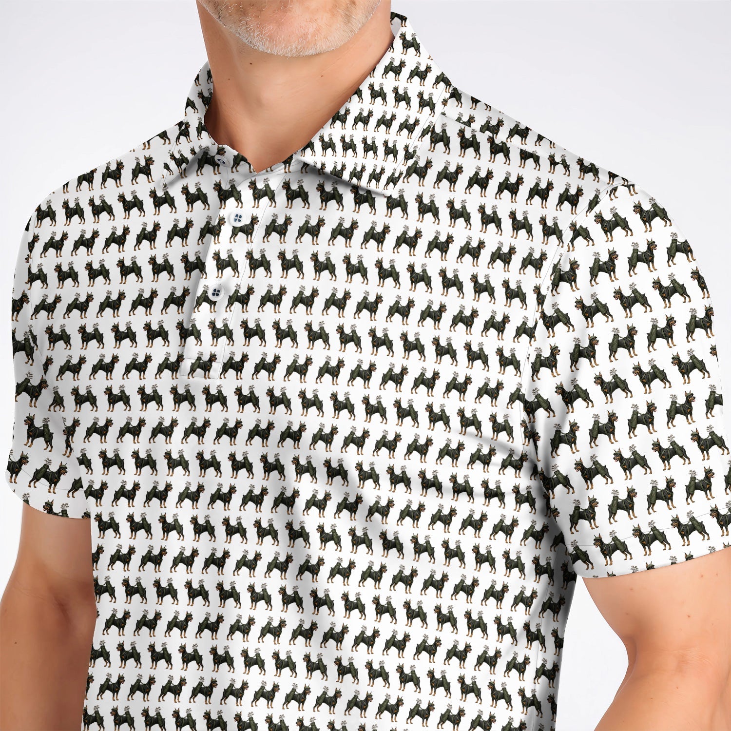 Doberman Golf Polos, Crazy Doberman Pattern Golf Shirt, Dog Lover Golf Gift