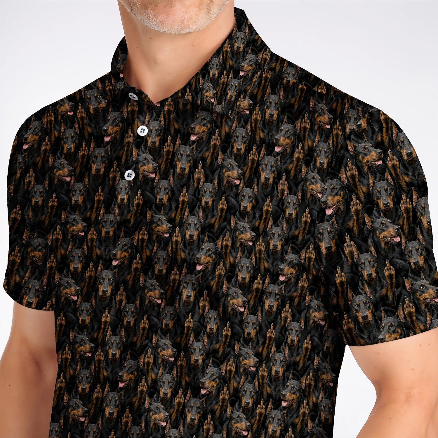 Doberman Golf Polos, Funny Doberman Pattern Golf Shirt, Golf Gift For Golfer